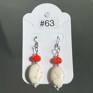 🌟 Boho Cream & Red Beaded Dangle Earrings ❤️✨